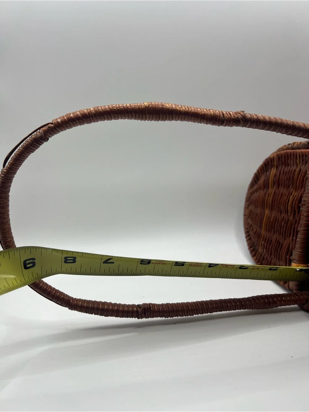 Vintage Small Wicker Gathering Basket Double Lid Cottagecore Farmhouse Decor
